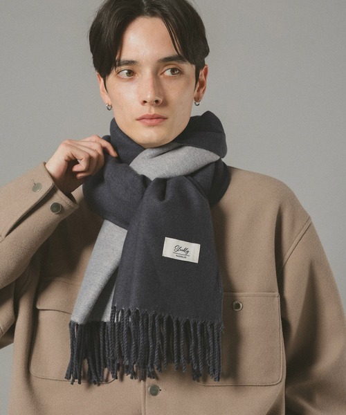 RAGEBLUE（レイジブルー）の「【WASHABLE】REVERSIBLE CASHMERE TOUCH MUFFLER / リバーシブル/カシミヤタッチマフラー（マフラー・メンズ・ダークグリーン/ダークブラウン/ワインレッド/ダークグレー/ネイビー・FREE）」の6枚目の写真