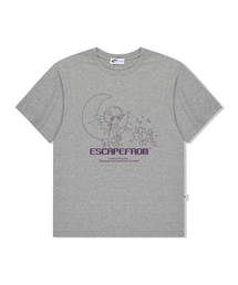 ルックアットザスター プリント オーバーサイズ 半袖Tシャツ グレー