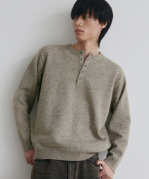 NODU（ノードユー）の「デイリープレーンヘンリーネックニット[ベージュ]（ニット/セーター）」