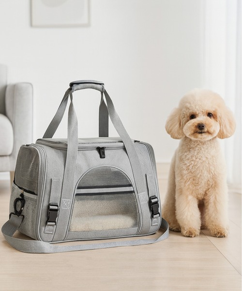 NOLITA LABORATORY(ノリータラボラトリー)の「【 NOLITA / ノリータ 】おしゃれ ペットキャリー バッグ 小型犬・猫用 ショルダー 手持ち 2WAY 通気性抜群 折りたたみ可(ペット用キャリーケース・レディース・グレー/ブラック・FREE)」の2枚目の写真