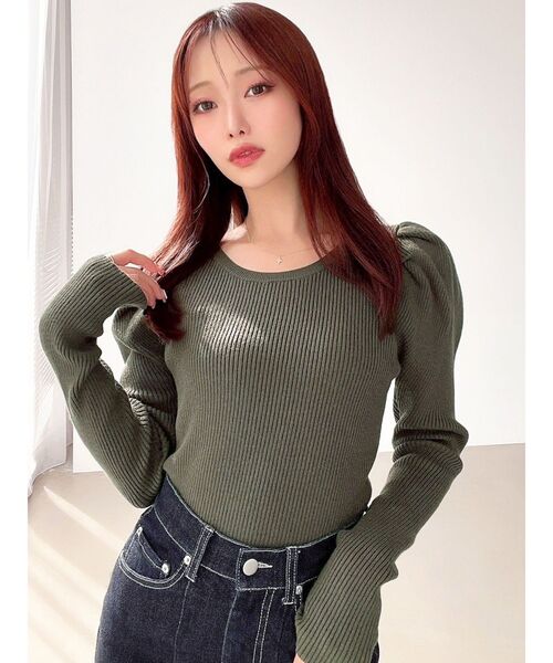 RESEXXY(リゼクシー)の「パワショルリブトップス(ニット/セーター・レディース・ブラック/ホワイト/グリーン・FREE)」の4枚目の写真