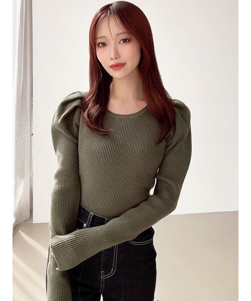 RESEXXY(リゼクシー)の「パワショルリブトップス(ニット/セーター・レディース・ブラック/ホワイト/グリーン・FREE)」の5枚目の写真
