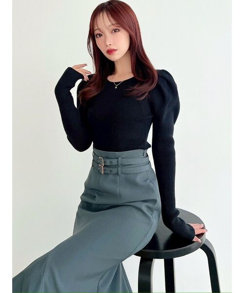 RESEXXY(リゼクシー)の「パワショルリブトップス(ニット/セーター・レディース・ブラック/ホワイト/グリーン・FREE)」の9枚目の写真