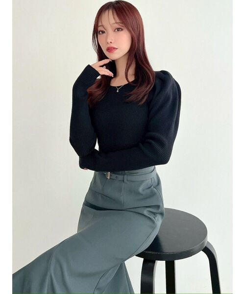 RESEXXY(リゼクシー)の「パワショルリブトップス(ニット/セーター・レディース・ブラック/ホワイト/グリーン・FREE)」の10枚目の写真