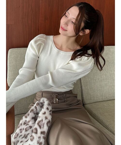 RESEXXY(リゼクシー)の「パワショルリブトップス(ニット/セーター・レディース・ブラック/ホワイト/グリーン・FREE)」の12枚目の写真