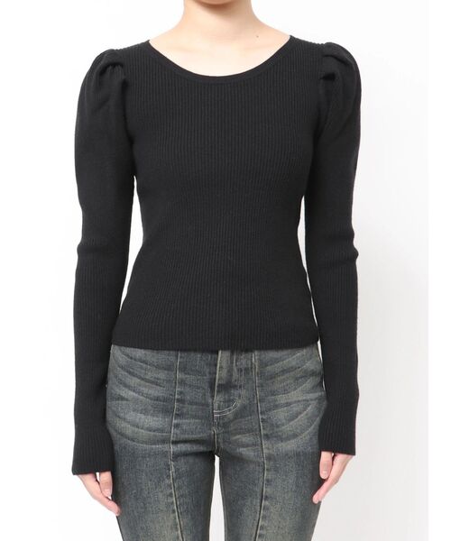 RESEXXY(リゼクシー)の「パワショルリブトップス(ニット/セーター・レディース・ブラック/ホワイト/グリーン・FREE)」の13枚目の写真