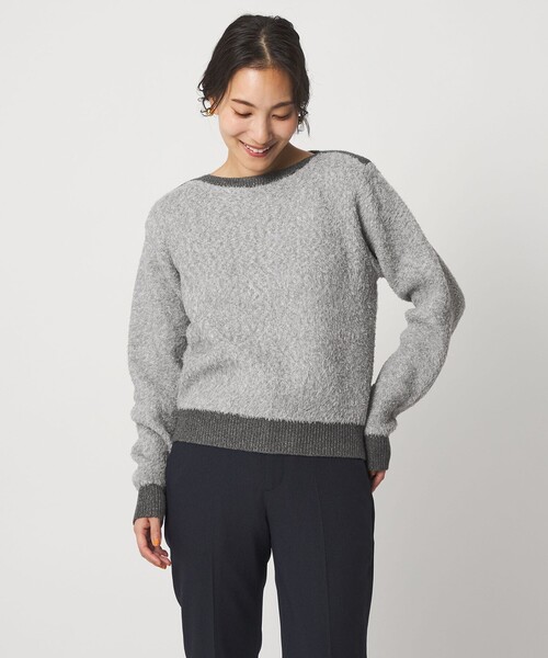 A DAY IN THE LIFE UNITED ARROWS(アデイインザライフユナイテッドアローズ)の「メランジ フェザー ボートネックニット ‐ウォッシャブル‐<A DAY IN THE LIFE>(ニット/セーター・レディース・ライトピンク/ライトグレー/ベージュ・FREE)」の2枚目の写真