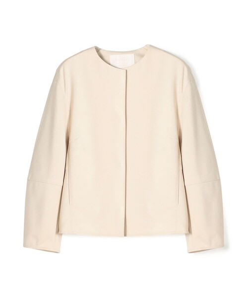 BALLSEY（ボールジィ）の「コットンアムンゼン バックペプラムジャケット（ノーカラージャケット・レディース・ライトベージュ/ネイビー・36）」の2枚目の写真