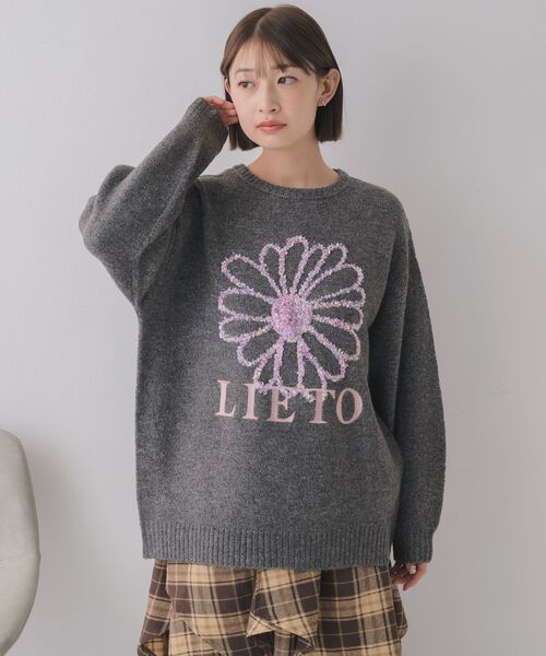 RETRO GIRL(レトロガール)の「リボンヤーン刺繍ニット(ニット/セーター・レディース・ブルー/ナチュラル/チャコールグレー・FREE)」の10枚目の写真