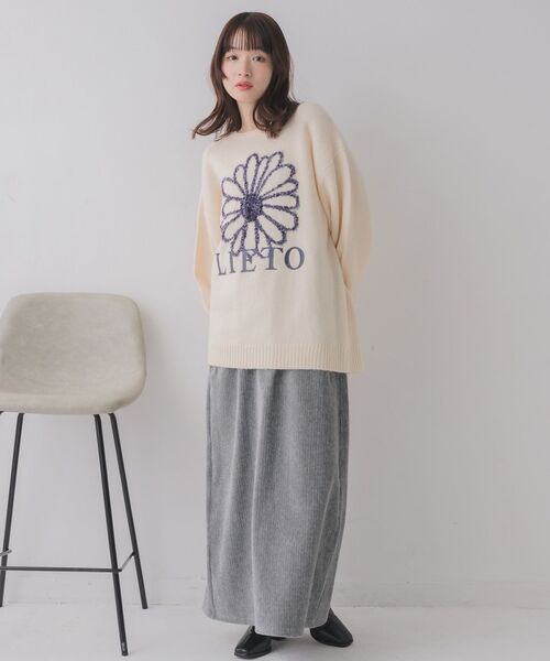 RETRO GIRL(レトロガール)の「リボンヤーン刺繍ニット(ニット/セーター・レディース・ブルー/ナチュラル/チャコールグレー・FREE)」の14枚目の写真