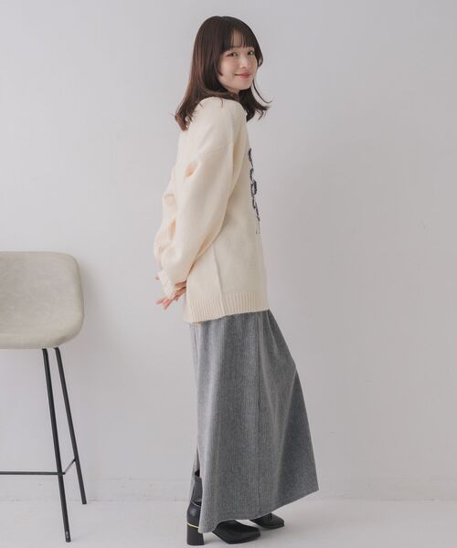 RETRO GIRL(レトロガール)の「リボンヤーン刺繍ニット(ニット/セーター・レディース・ブルー/ナチュラル/チャコールグレー・FREE)」の15枚目の写真