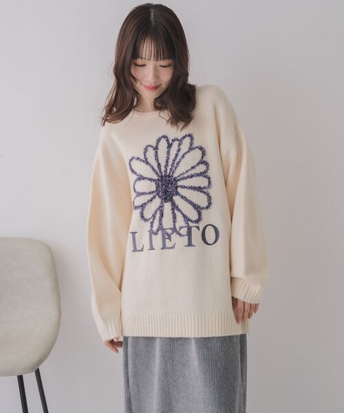RETRO GIRL(レトロガール)の「リボンヤーン刺繍ニット(ニット/セーター・レディース・ブルー/ナチュラル/チャコールグレー・FREE)」の18枚目の写真