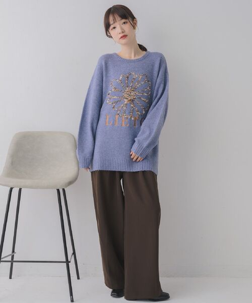 RETRO GIRL(レトロガール)の「リボンヤーン刺繍ニット(ニット/セーター・レディース・ブルー/ナチュラル/チャコールグレー・FREE)」の22枚目の写真