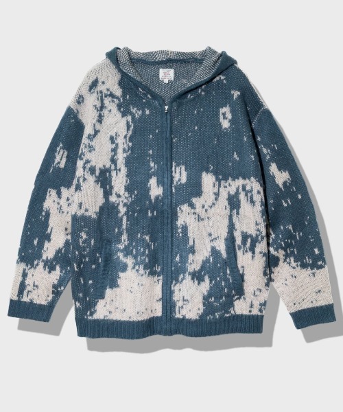 Revo.（レボ）の「Revo./レヴォ　モヘアライク グランジパターン ジップフーディー（ニット/セーター・メンズ・カーキ/ブルー・MEDIUM/LARGE）」の2枚目の写真