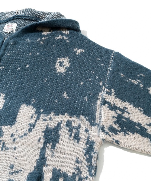 Revo.（レボ）の「Revo./レヴォ　モヘアライク グランジパターン ジップフーディー（ニット/セーター・メンズ・カーキ/ブルー・MEDIUM/LARGE）」の5枚目の写真