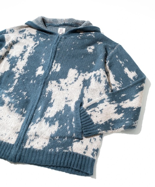 Revo.（レボ）の「Revo./レヴォ　モヘアライク グランジパターン ジップフーディー（ニット/セーター・メンズ・カーキ/ブルー・MEDIUM/LARGE）」の6枚目の写真