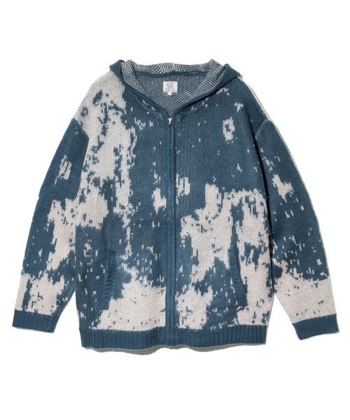 Revo.（レボ）の「Revo./レヴォ　モヘアライク グランジパターン ジップフーディー（ニット/セーター・メンズ・カーキ/ブルー・MEDIUM/LARGE）」の10枚目の写真