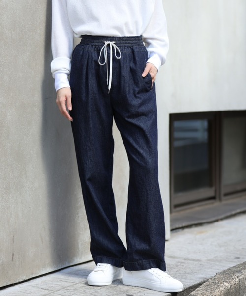 Munich(ミューニック)の「6ozスラブデニムイージーパンツ(デニムパンツ・レディース・ブラック/ライトグレー/インディゴブルー・S/M)」の3枚目の写真