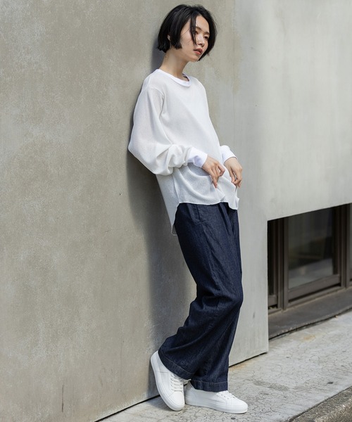 Munich(ミューニック)の「6ozスラブデニムイージーパンツ(デニムパンツ・レディース・ブラック/ライトグレー/インディゴブルー・S/M)」の8枚目の写真