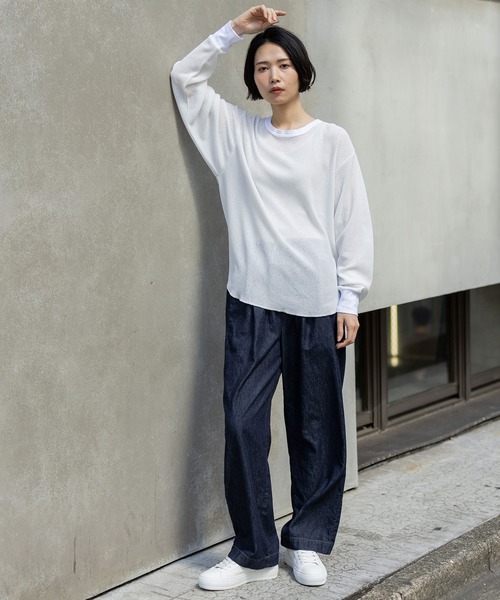 Munich(ミューニック)の「6ozスラブデニムイージーパンツ(デニムパンツ・レディース・ブラック/ライトグレー/インディゴブルー・S/M)」の9枚目の写真