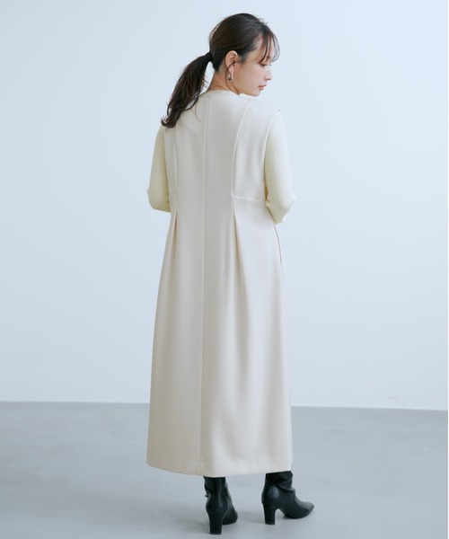 COHINA(コヒナ)の「フロントボタンVネックジャンパースカート 【低身長・小柄女性】(ジャンパースカート・レディース・ベージュ/ブラウン/ホワイト・REGULAR/SHORT)」の7枚目の写真