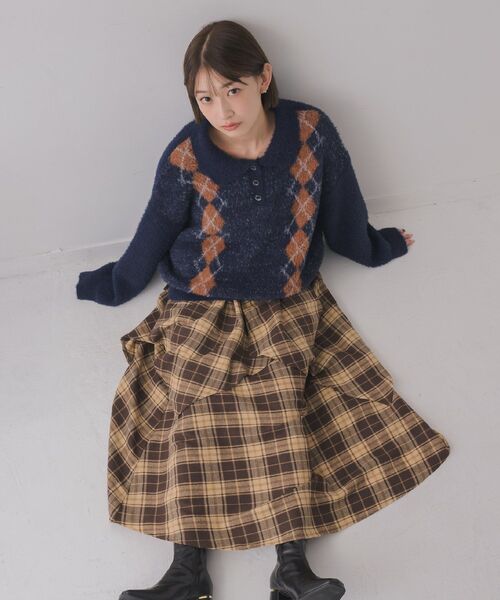 RETRO GIRL（レトロガール）の「デザインフレアSK（スカート・レディース・ブルー系その他2/ブラウン系その他2・FREE）」の21枚目の写真