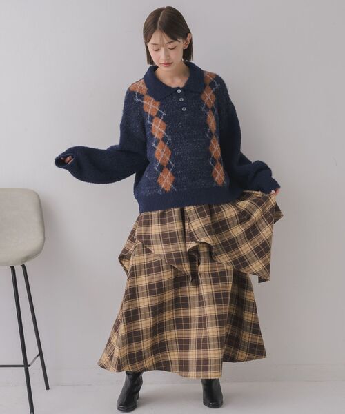 RETRO GIRL（レトロガール）の「デザインフレアSK（スカート・レディース・ブルー系その他2/ブラウン系その他2・FREE）」の20枚目の写真