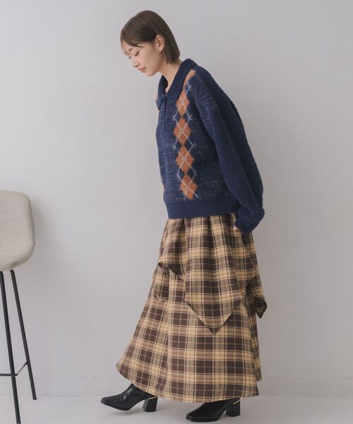 RETRO GIRL（レトロガール）の「デザインフレアSK（スカート・レディース・ブルー系その他2/ブラウン系その他2・FREE）」の11枚目の写真