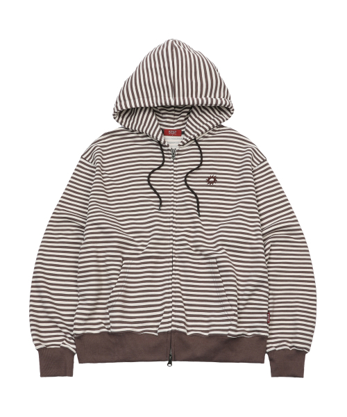 S'EST(エスイーエスティー)の「Stripe Logo Hoodie Zip Up Brown(パーカー・メンズ・その他・LARGE/SMALL/MEDIUM)」の1枚目の写真