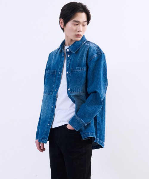 PLAC（プラック）の「ウォッシュドデニムシャケットミッドブルー（デニムジャケット・メンズ・その他・MEDIUM）」の2枚目の写真