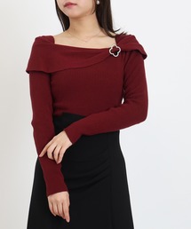 ASTORIA ODIER | クローバーバックルオフショルニット(ニット/セーター)