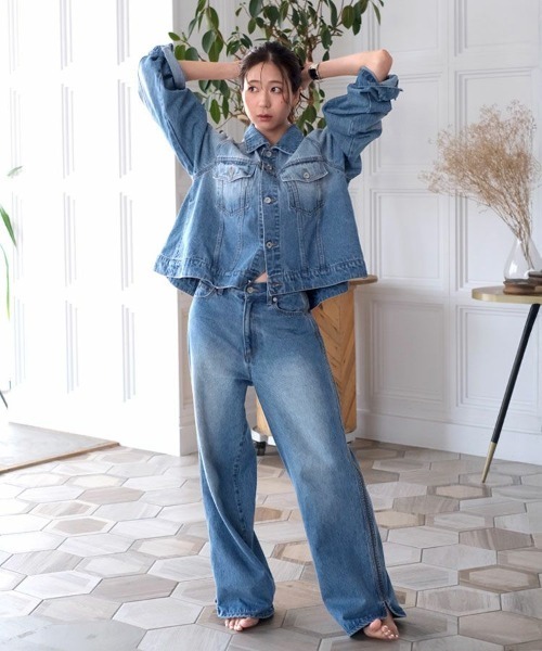 DONOBAN（ドノバン）の「【ohnishi ai×Donobanコラボ】 サイドスリットデニム[C]（デニムパンツ・レディース・ブルー・LONG/MEDIUM/SHORT）」の2枚目の写真