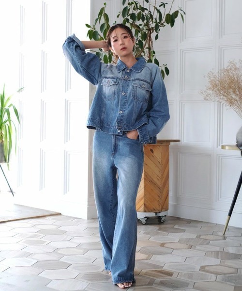 DONOBAN（ドノバン）の「【ohnishi ai×Donobanコラボ】 サイドスリットデニム[C]（デニムパンツ・レディース・ブルー・LONG/MEDIUM/SHORT）」の4枚目の写真