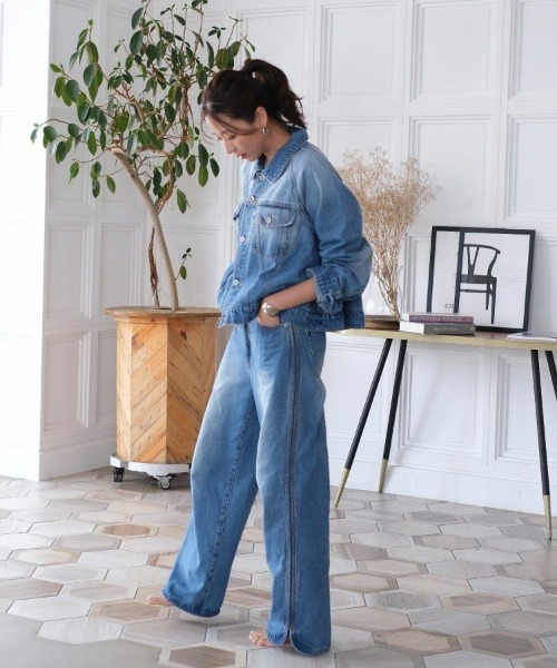 DONOBAN（ドノバン）の「【ohnishi ai×Donobanコラボ】 サイドスリットデニム[C]（デニムパンツ・レディース・ブルー・LONG/MEDIUM/SHORT）」の6枚目の写真