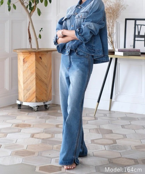 DONOBAN（ドノバン）の「【ohnishi ai×Donobanコラボ】 サイドスリットデニム[C]（デニムパンツ・レディース・ブルー・LONG/MEDIUM/SHORT）」の13枚目の写真