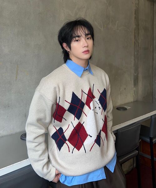 WaiKei(ワイケイ)の「マルチーズ アーガイル クルーネック ニット ブラウン(ニット/セーター・メンズ・その他・1/2)」の10枚目の写真