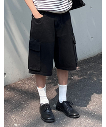 STENDS（ステンズ）の「[M~4XL] カーゴポケットバミューダデニムパンツ_ブラック（その他パンツ）」