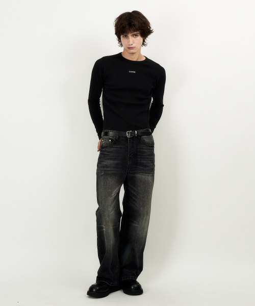 DWSE(ディーダブリューエスイー)の「フェイドワイドデニムパンツ(ブラック)(デニムパンツ・メンズ・その他・SMALL/MEDIUM/LARGE/X-LARGE)」の4枚目の写真