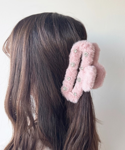 apres jour×ARIAZ】ビジューファーヘアクリップ（バレッタ/ヘア