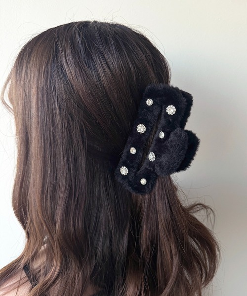 apres jour×ARIAZ】ビジューファーヘアクリップ（バレッタ/ヘア