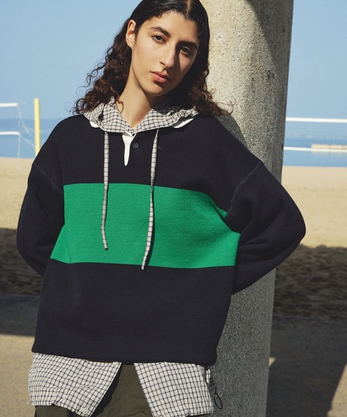 LOWRYS FARM（ローリーズファーム）の「【LFM(U)】スウェットライクニットポロ　 633431（ニット/セーター・メンズ・グレー/ネイビー/ブルー系その他/イエロー・FREE）」の3枚目の写真