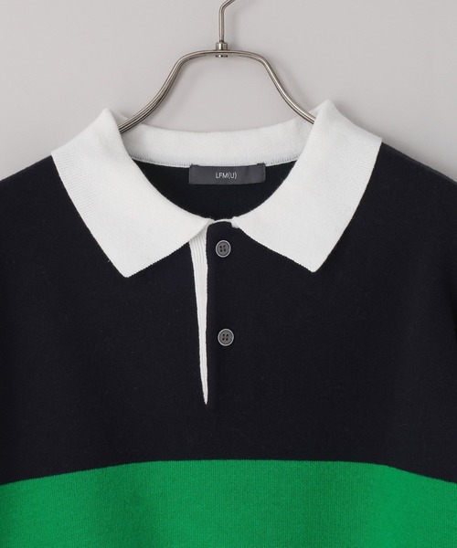 LOWRYS FARM（ローリーズファーム）の「【LFM(U)】スウェットライクニットポロ　 633431（ニット/セーター・メンズ・グレー/ネイビー/ブルー系その他/イエロー・FREE）」の6枚目の写真