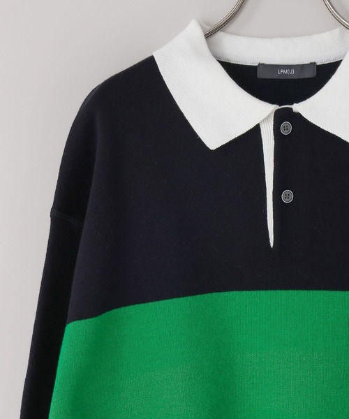 LOWRYS FARM（ローリーズファーム）の「【LFM(U)】スウェットライクニットポロ　 633431（ニット/セーター・メンズ・グレー/ネイビー/ブルー系その他/イエロー・FREE）」の7枚目の写真