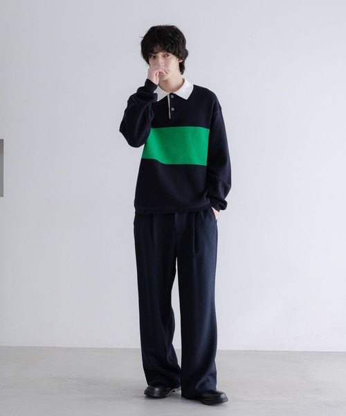 LOWRYS FARM（ローリーズファーム）の「【LFM(U)】スウェットライクニットポロ　 633431（ニット/セーター・メンズ・グレー/ネイビー/ブルー系その他/イエロー・FREE）」の15枚目の写真