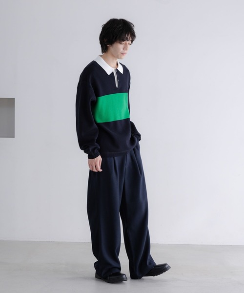 LOWRYS FARM（ローリーズファーム）の「【LFM(U)】スウェットライクニットポロ　 633431（ニット/セーター・メンズ・グレー/ネイビー/ブルー系その他/イエロー・FREE）」の16枚目の写真