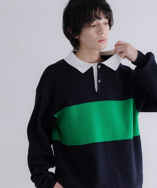 LOWRYS FARM（ローリーズファーム）の「【LFM(U)】スウェットライクニットポロ　 633431（ニット/セーター・メンズ・グレー/ネイビー/ブルー系その他/イエロー・FREE）」の17枚目の写真