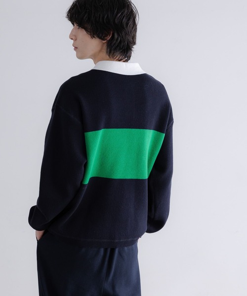 LOWRYS FARM（ローリーズファーム）の「【LFM(U)】スウェットライクニットポロ　 633431（ニット/セーター・メンズ・グレー/ネイビー/ブルー系その他/イエロー・FREE）」の18枚目の写真