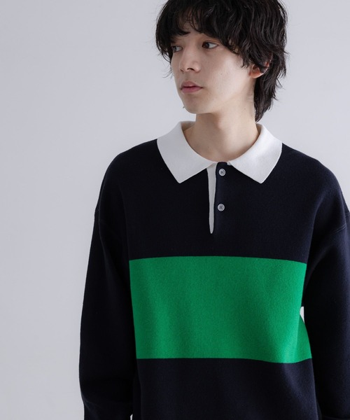 LOWRYS FARM（ローリーズファーム）の「【LFM(U)】スウェットライクニットポロ　 633431（ニット/セーター・メンズ・グレー/ネイビー/ブルー系その他/イエロー・FREE）」の19枚目の写真