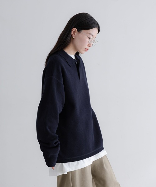 LOWRYS FARM（ローリーズファーム）の「【LFM(U)】スウェットライクニットポロ　 633431（ニット/セーター・メンズ・グレー/ネイビー/ブルー系その他/イエロー・FREE）」の22枚目の写真