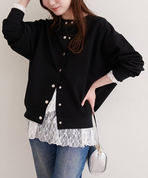 natural couture（ナチュラルクチュール）の「総レースティアードTOPS（Tシャツ/カットソー・レディース・ブラック/オフホワイト/ドット・FREE）」の9枚目の写真